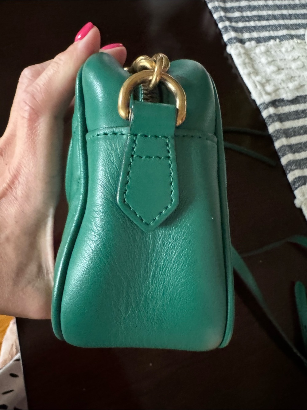✨ GUCCI Emerald Green Matelassé Leather Small GG Marmont Camera Bag - Picture 7 of 9